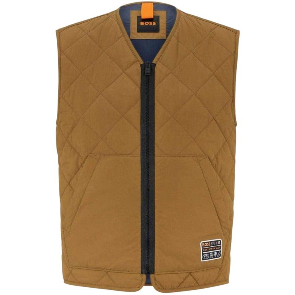 Boss Mens Okella V Neck Regular Vest / Beige